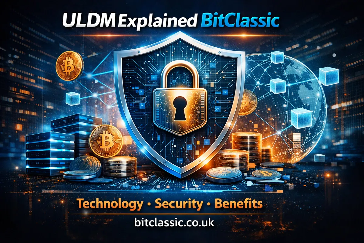 ULDM BitClassic security shield protecting digital assets and blockchain transactions.
